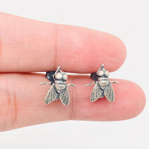 Mio Queena - Tiny Sterling Silver Fly Stud Earrings