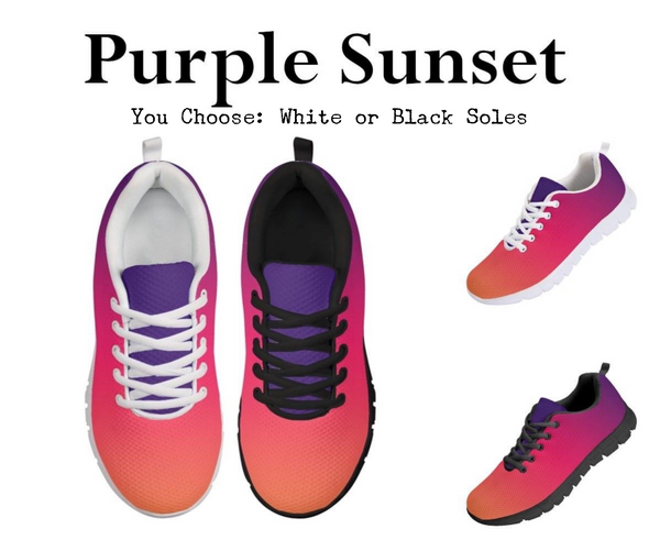 Ombre Purple Sunset Kitty Kicks™️ CLASSIC WALKING SHOES **REQUEST A PREORDER INVOICE** ($5 deposit will be applied to your full invoice)