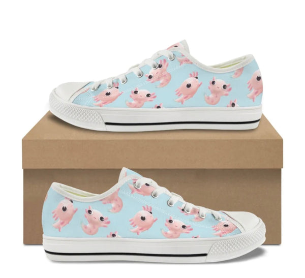 Axolotl Kitty Kicks™️ CANVAS LOW TOP SHOES **REQUEST A PREORDER INVOICE** ($5 deposit will be applied to your full invoice)