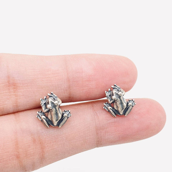 Mio Queena - Tiny Sterling Silver Frog Stud Earrings