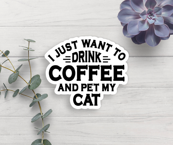 Expression Design Co - Coffee And Pet My Cat Vinyl Sticker