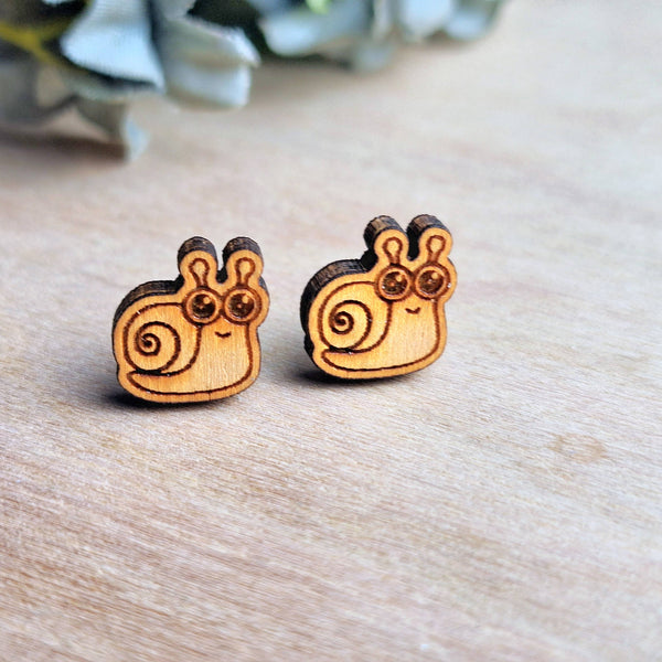 Jedi Woods - Wooden Snail Stud Earrings