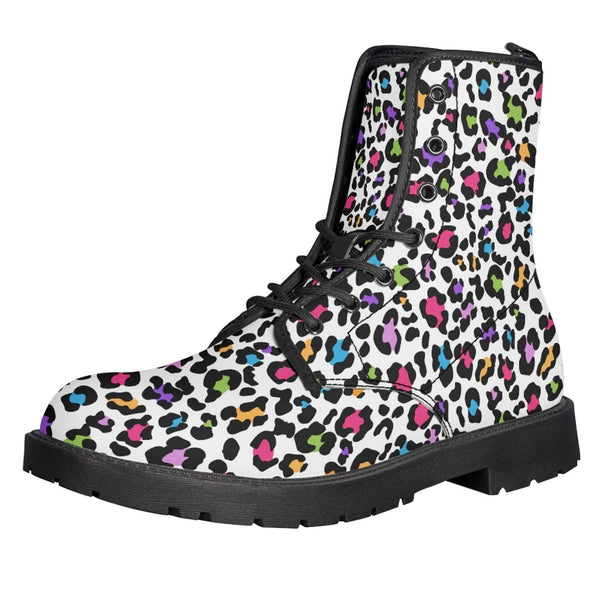 Rainbow Leopard Kitty Kicks™️ COMBAT BOOTS **REQUEST A PREORDER INVOICE** ($5 deposit will be applied to your full invoice)