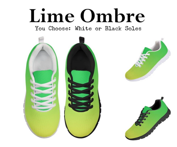 Ombre Lime Kitty Kicks™️ CLASSIC WALKING SHOES **REQUEST A PREORDER INVOICE** ($5 deposit will be applied to your full invoice)