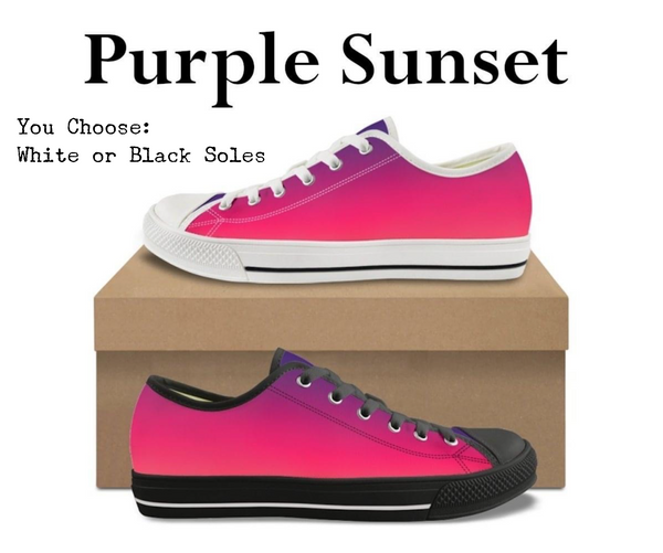 Ombre Purple Sunset Kitty Kicks™️ CANVAS LOW TOP SHOES **REQUEST A PREORDER INVOICE** ($5 deposit will be applied to your full invoice)