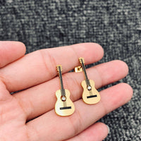 Mio Queena - Gold-Plated Stainless Steel Guitar Post Earrings