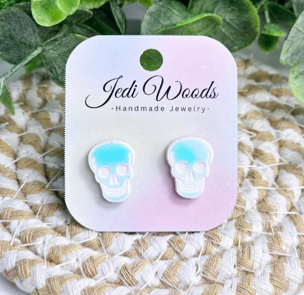 Jedi Woods - Iridescent Skull Stud Earrings
