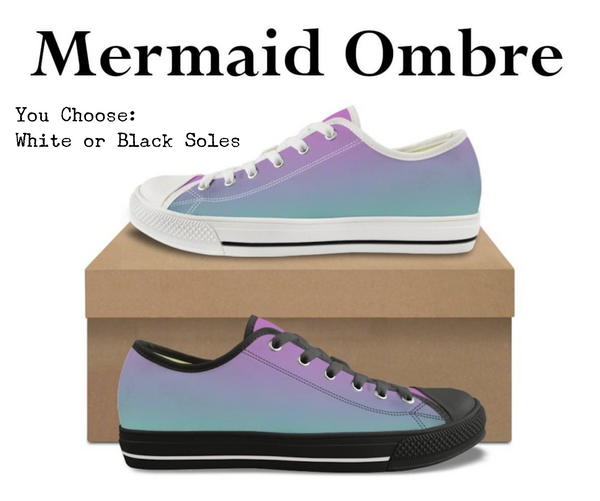 Ombre Mermaid Kitty Kicks™️ CANVAS LOW TOP SHOES **REQUEST A PREORDER INVOICE** ($5 deposit will be applied to your full invoice)