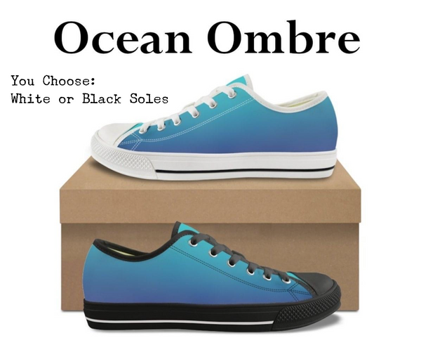 Ombre Ocean Kitty Kicks™️ CANVAS LOW TOP SHOES **REQUEST A PREORDER INVOICE** ($5 deposit will be applied to your full invoice)