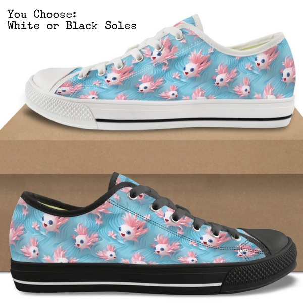 Axolotl Waves Kitty Kicks™️ CANVAS LOW TOP SHOES **REQUEST A PREORDER INVOICE** ($5 deposit will be applied to your full invoice)