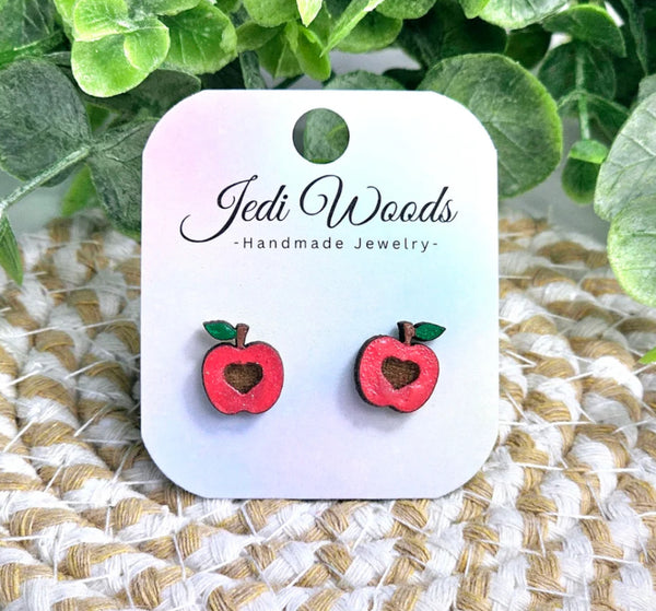 Jedi Woods - Wooden Apple Stud Earrings