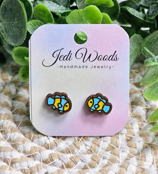 Jedi Woods - Wooden Clownfish Stud Earrings