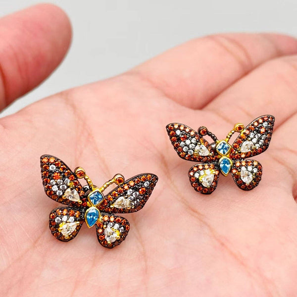 Mio Queena - Sparkling Cubic Zirconia Butterfly Ear Studs