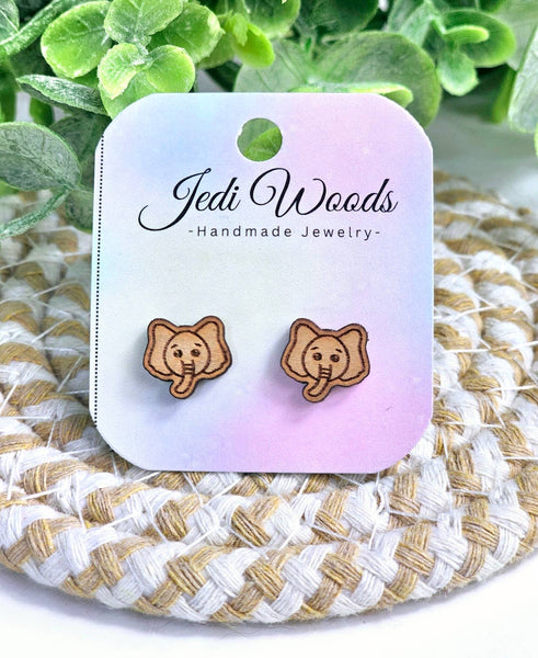 Jedi Woods - Wooden Elephant Stud Earrings