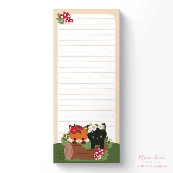 Meow Amor Creative - Cottagecore Cat and Fox Notepad