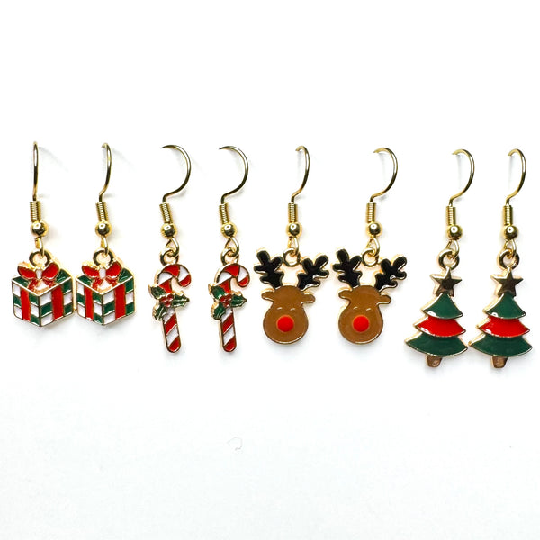 Amy Foxy Style Handmade Earrings GIFT SET - Holiday Charms with Golden Hooks: Tiny Treasures