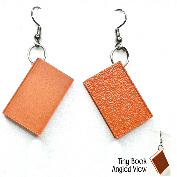 Amy Foxy Style Handmade Earrings - 3D Book Charms: Brown