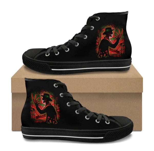 Nightmare Kitty Kicks™️ CANVAS HIGH TOP SHOES **REQUEST A PREORDER INVOICE** ($5 deposit will be applied to your full invoice)