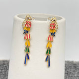 Mio Queena - Rhinestone Rainbow Enamel Bird Post Earrings