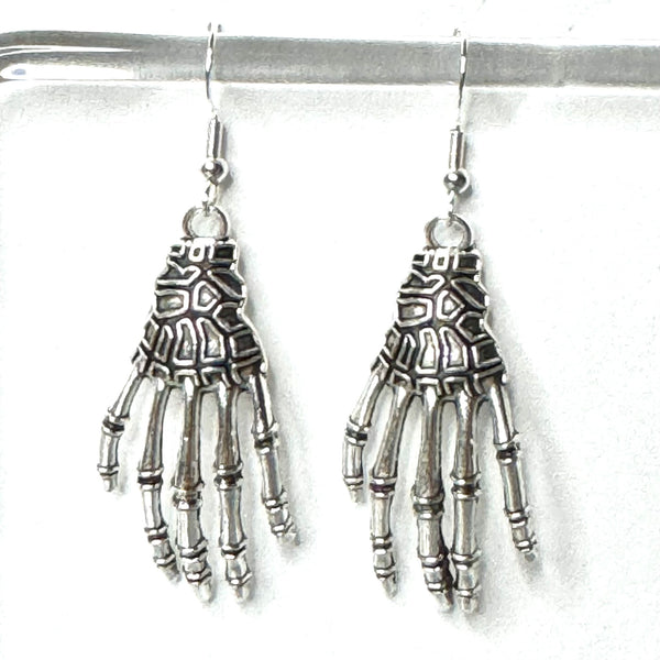 Amy Foxy Style Handmade Earrings - Creepy Skeleton Hands Charms