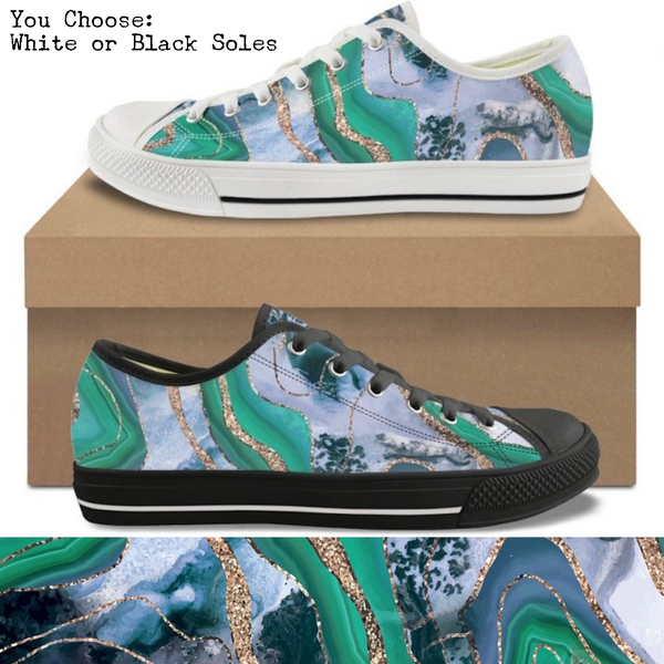 Green & Gold Marble CANVAS LOW TOP SHOES **REQUEST A PREORDER INVOICE**
