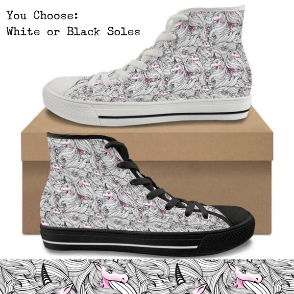 Unicorn Waves CANVAS HIGH TOP SHOES **REQUEST A PREORDER INVOICE**