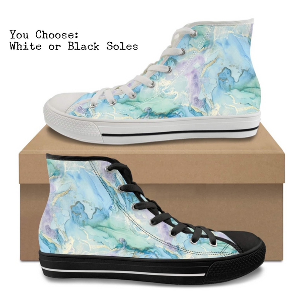 Cool Pastel Marble Kitty Kicks™️ CANVAS HIGH TOP SHOES **REQUEST A PREORDER INVOICE** ($5 deposit will be applied to your full invoice)