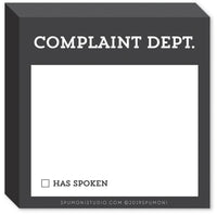 Gibbs Smith - “Complaint Dept.”  Memo Sticky Pad by Spumoni
