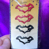 Love and Repeat - Sparkly Bat Wings Snap Hair Barrettes: Red and Black