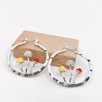 Mio Queena - Mushroom Hoop Earrings: Silver