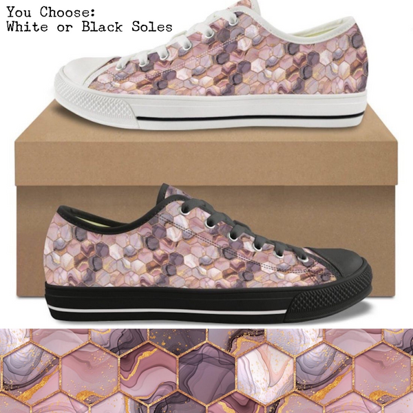 Rose Gold Honeycomb CANVAS LOW TOP SHOES **REQUEST A PREORDER INVOICE**