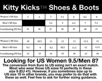Kitty Kick Shoes & Boots Size Chart. Please email AmyFoxyStyle@gmail.com with "SHOES" as the subject for assistance.