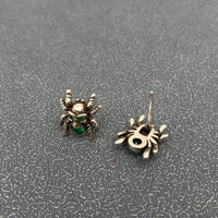 Mio Queena - Gothic Green Rhinestone Skull Spider Ear Studs