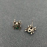 Mio Queena - Gothic Green Rhinestone Skull Spider Ear Studs