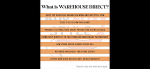 For assistance shopping the Warehouse Direct Collection, please email AmyFoxyStyle@gmail.com for personal assistance. 