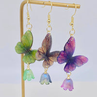 Mio Queena - Resin Butterfly Flower Charm Dangle Earrings: Rouge Red