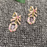 Mio Queena - Cubic Zirconia Enamel Bow Earrings