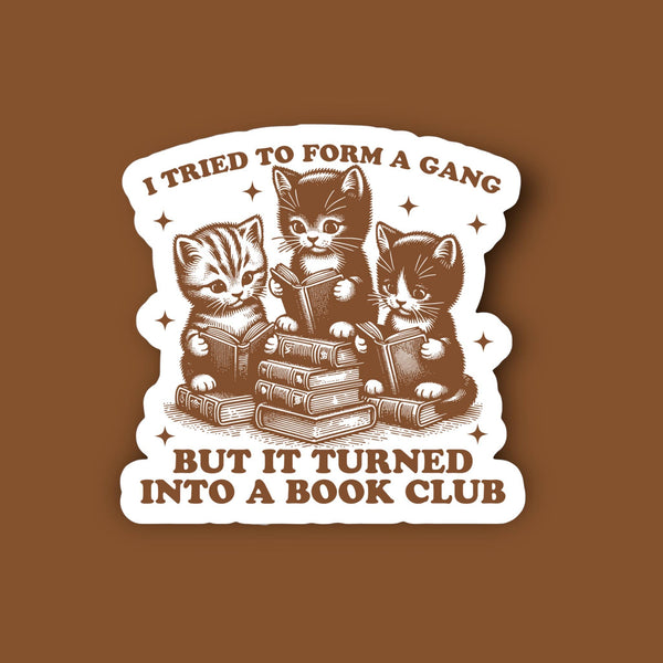 Ace the Pitmatian Co - Book Club Cats Sticker