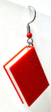 Amy Foxy Style Handmade Earrings - 3D Book Charms: Red