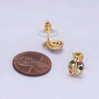 Aim Eternal - 14K Gold-Filled Multicolor CZ Ladybug Stud Earrings