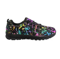 Black Background Paint Splatter CLASSIC WALKING SHOES **REQUEST A PREORDER INVOICE**