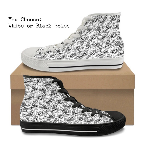 Geometric Flowers CANVAS HIGH TOP SHOES **REQUEST A PREORDER INVOICE**
