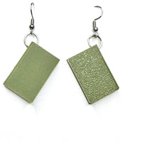Amy Foxy Style Handmade Earrings - 3D Book Charms: Olive Green