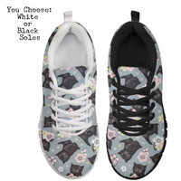 Floral Black Kitties CLASSIC WALKING SHOES **REQUEST A PREORDER INVOICE**