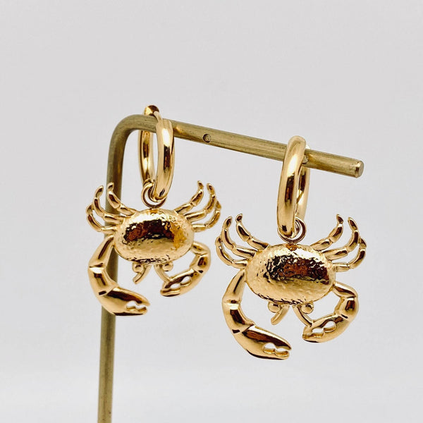 Mio Queena - Crab 18k Gold-Plated Stainless Steel Huggie Earrings