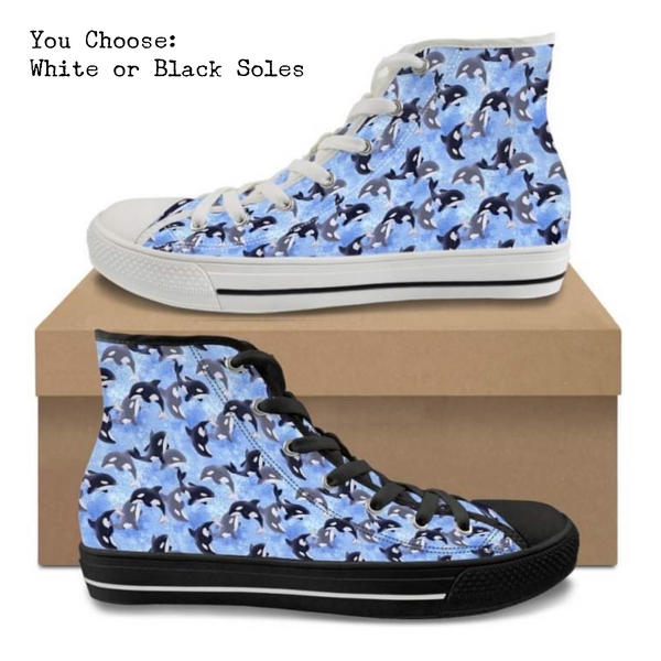 All The Orcas Kitty Kicks™️ CANVAS HIGH TOP SHOES **REQUEST A PREORDER INVOICE** ($5 deposit will be applied to your full invoice)