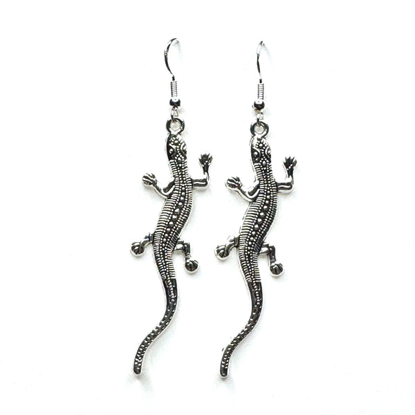 Amy Foxy Style Handmade Earrings - Long Lizard Charms