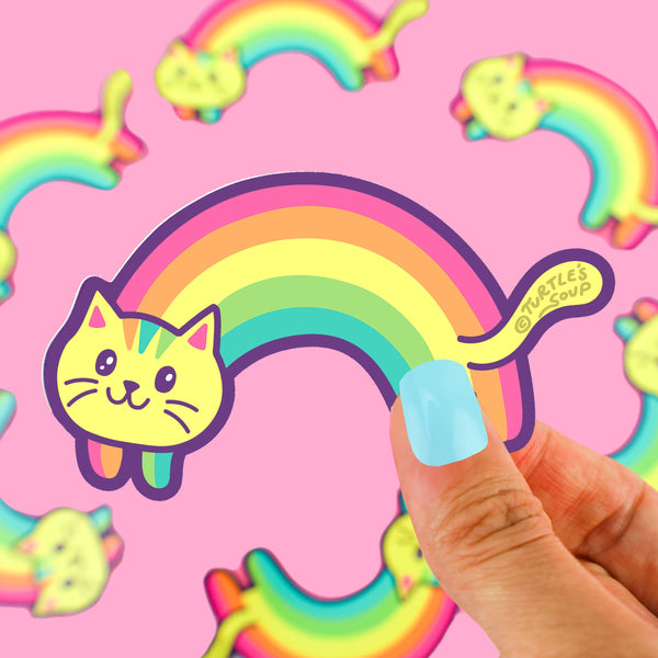 Turtle's Soup - Rainbow Kitty Cat Vinyl Sticker