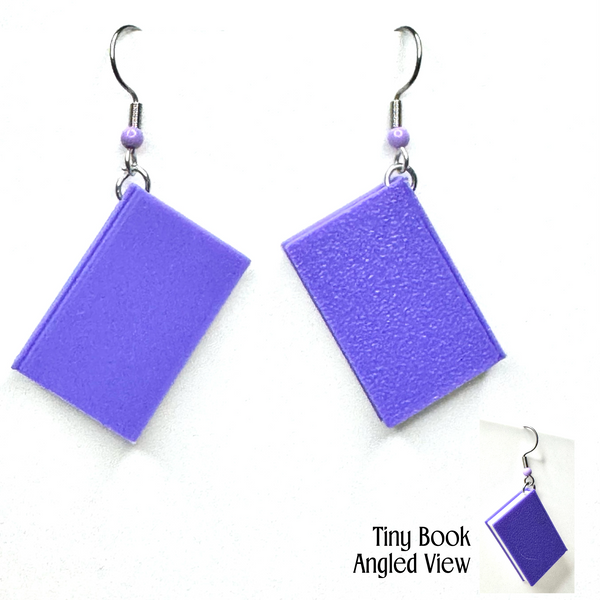 Amy Foxy Style Handmade Earrings - 3D Book Charms: Purple