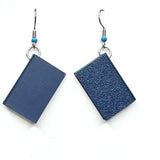 Amy Foxy Style Handmade Earrings - 3D Book Charms: Navy Blue